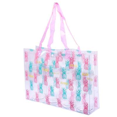 Custom Eco friendly beach bag Fashionable Custom Printed Clear Plastic Pvc Summer Beach Bags