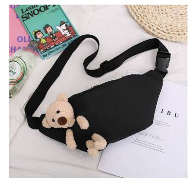 Fashion Canvas Cute Bear Decoration Waist Bag Fashion Fanny Pack Good looking Waist bag