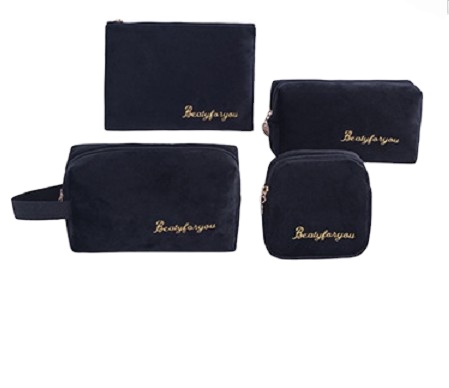 Custom Logo Cosmetic  bag  Mini Quantity  Velvet Pu Material Cosmetic Bag Hot Sell Cosmetic Bags Weeding Gift Set Bags