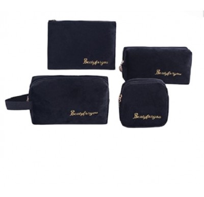 Custom Logo Cosmetic  bag  Mini Quantity  Velvet Pu Material Cosmetic Bag Hot Sell Cosmetic Bags Weeding Gift Set Bags